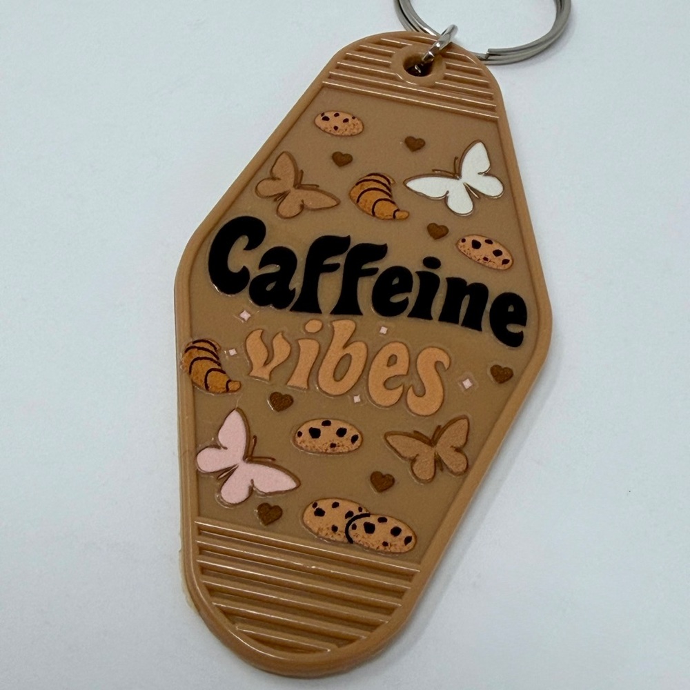 Handmade Theme Keychain Caffeine Vibes Plastic Brown Detachable Ring Pastries